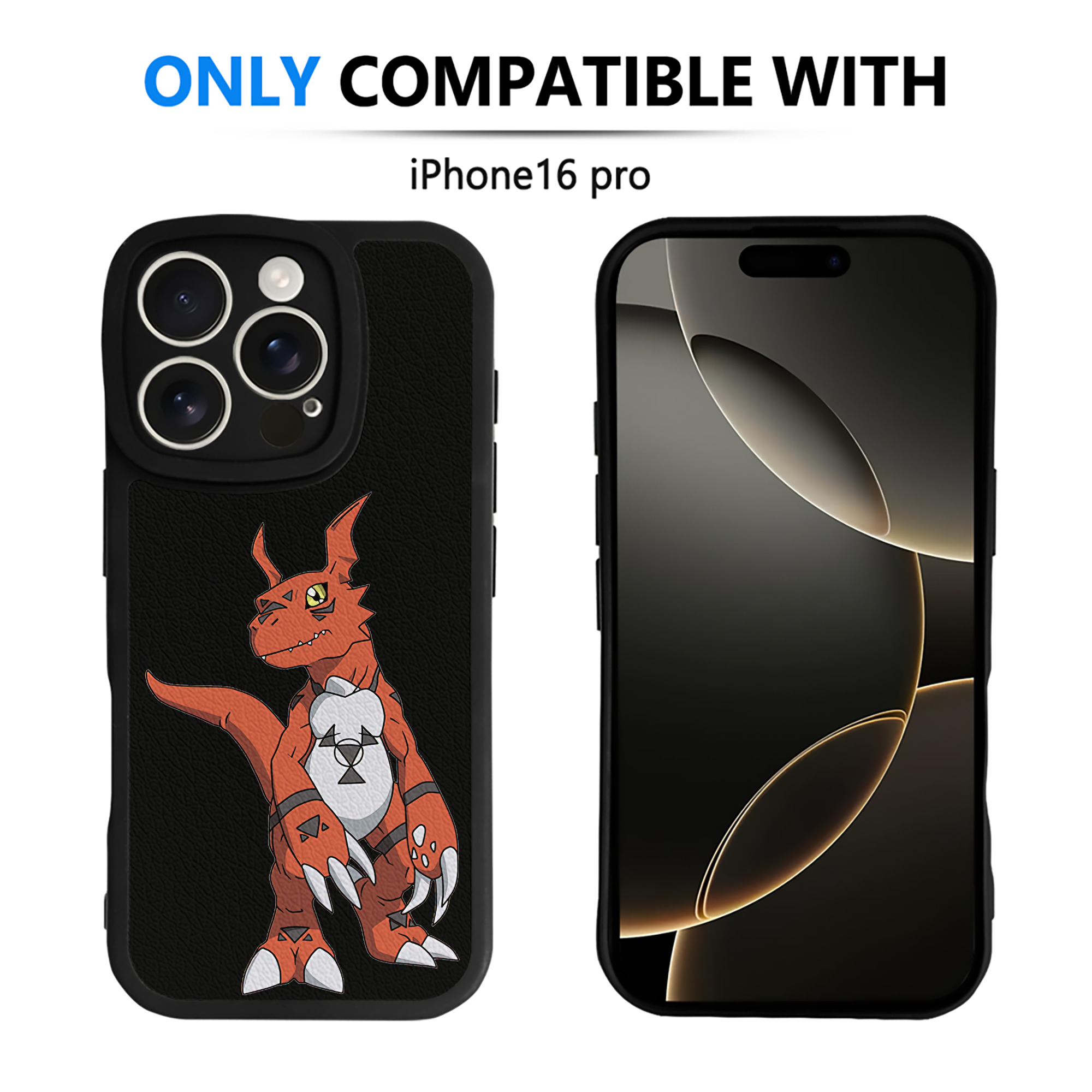 （画像用） Digimon デジタルモンスター/デジモン 【iPhone 16シリーズ対応】シリコンスマホケース（レザー調） 材質：シリコン